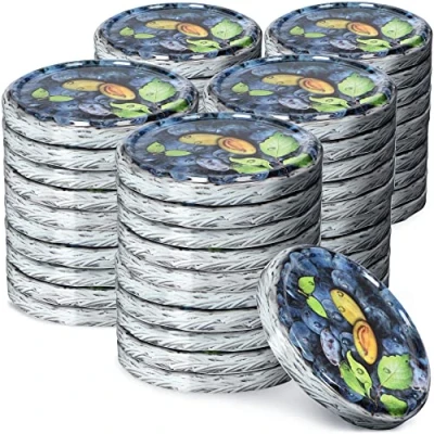 Afbeelding van KADAX Schroefdeksel met diameter van 82 mm, metalen twist off deksel, reservedeksel voor inmaakpotten en weckpotten, deksel 6 inkepingen (50 stuks, pruimen)