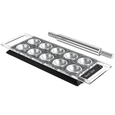 Afbeelding van Marcato Ravioli Maker Press, Machine, zelfgemaakte snijder, 50 mm vierkant gesneden, aluminium deegroller inbegrepen, Made in Italy. Model: tablet, zwart