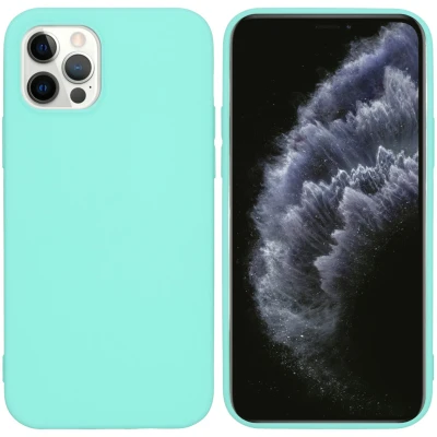 Afbeelding van Apple iPhone 12 Pro Hoesje Siliconen en TPU (zacht) iMoshion Softcase/Backcover Mintgroen Telefoonhoesje