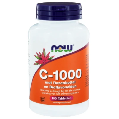 Afbeelding van NOW C 1000 Rozenbottel &amp; Bioflavonoïden Tabletten