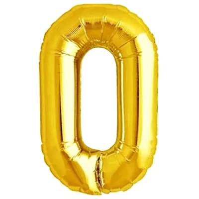 Afbeelding van Ballon Verjaardag 10 20 30 40 50 60 70 80 90 Nummer 0 Goud XXL Gigantische Folieballon 100 cm Decoratie Ballonnummer Deco voor Verjaardag. Vliegt met Helium.