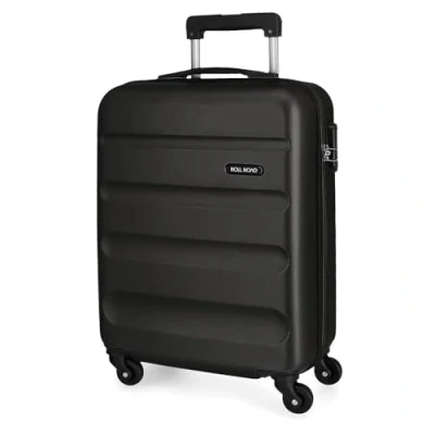 Afbeelding van Roll Road Flex hardcase koffer van ABS, een materiaal, zijdelingse combinatiesluiting, 4 dubbele wielen, handbagage, praktische binnenruimte met één vak, Zwart, 38x55x20 cms, cabinekoffer