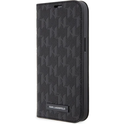 Afbeelding van iPhone 14 Pro Bookcase hoesje Karl Lagerfeld Effen Zwart Kunstleer