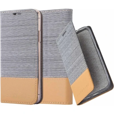 Afbeelding van Cadorabo Hoesje geschikt voor Apple iPhone 13 in LICHTGRIJS BRUIN Beschermhoes met magnetische sluiting, standfunctie en kaartvakje Book Case Cover Etui