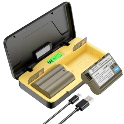 Afbeelding van ENEGON en EL15/EL15C Dual accu (3000 mAh) 20 W Storage snelladerset compatibel met Z5, Z6, Z7, Z8, Z6ii, ZF, D7100, D7000, D7200, D610, D810, D800 D600 D800e D810a D880 digitale camera
