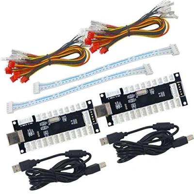 Afbeelding van SJ@JX 2 Player Arcade Game USB Encoder Code Board LED Power Zero Delay Controller DIY Kit 20x Button Cable 2x Joystick for Retro Pie PC MAME Raspberry Pi