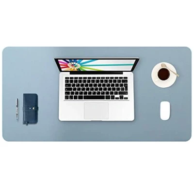 Afbeelding van DOBAOJIA Muismat Grote Mousepad XL, Bureaulegger Bureaumat, Bureau Vloeipapier Schrijfblok, Laptop Bureaumat voor kantoor/thuis, PU leer waterdicht + suède antislip 80 x 40 cm (Grijsachtig Blauw)