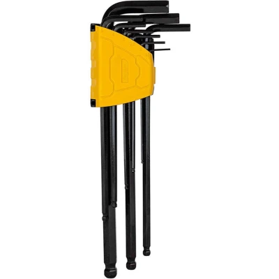 Afbeelding van Deli Extra Lange Kogelkop Inbussleutelset 1.5 10mm, 9 stuks [Gereedschap Tools EDL232309H] (Zwart)