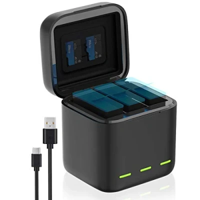 Afbeelding van Acculader voor GoPro Hero 12/11/10/9 Black 3 kanaals Batterijlader met Type C USB kabel Volledig Compatibel 9 10 11 12 Original Accu