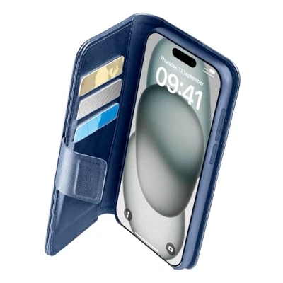 Afbeelding van Cellularline Book Agenda 2 Case Booklet Apple iPhone 15 Blauw Met standfunctie