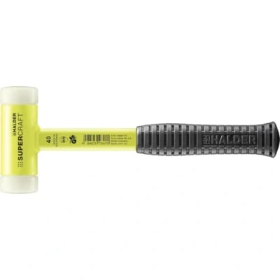 Afbeelding van Halder Kunststofhamer lengte 305 mm kop d. 40 stalen buis hard splintervrij nylon wit 1 stuk 3377.140