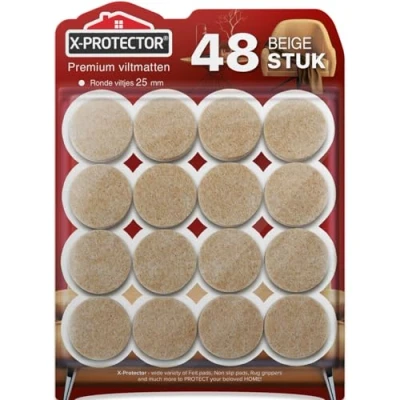 Afbeelding van Meubilair Pads Vloerbeschermers X PROTECTOR 48 stuks, Premium Beige 25 mm Vilten voor Stoelpoten Meubelpoten Enorme Hoeveelheid Vloerbescherming
