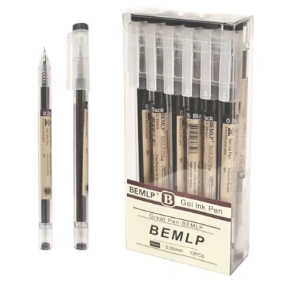 Afbeelding van gel inkt pen 0,35 mm zwarte vloeibare rollerball pennen sneldrogende fijne punt balpen Japanse premium school kantoor student examen schrijven briefpapier levering 12 stuks/set