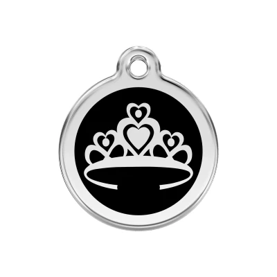 Afbeelding van Crown Black roestvrijstalen hondenpenning medium/gemiddeld dia. 3 cm RedDingo
