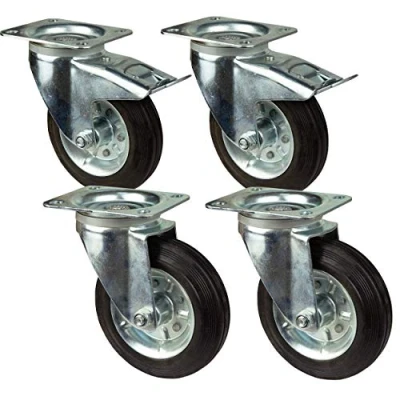 Afbeelding van HRB Transportwielen, 4 stuks in een set van 160 mm, wielen met rem het merk HRB, zware max. 540 kg totale draagkracht, geschikt voor bijv. palletmeubels