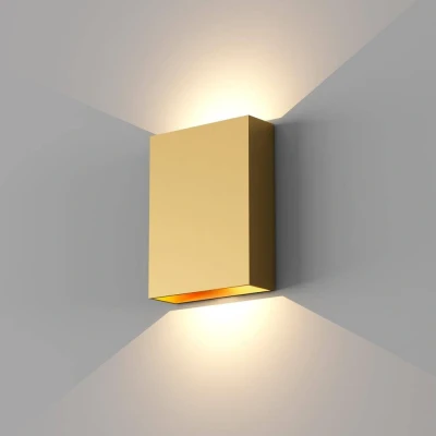 Afbeelding van Artdelight Strakke wandlamp MEMPHIS warm goud WL WG