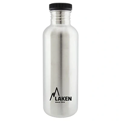 Afbeelding van Laken Drinkfles RVS fles 1,0L Basic Steel Bottle Black screw cap