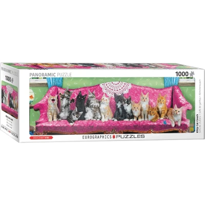 Afbeelding van Eurographics Panorama Puzzel Kitty Cat Couch 1000 stukjes