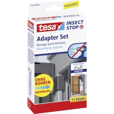 Afbeelding van tesa ® Insect Stop vliegenschermadapterset voor ALU COMFORT deuren installatie van insectenhorren boren niet nodig deur en raamkozijnen 13 tot 20 mm antraciet