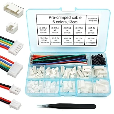 Afbeelding van elechawk 2.54mm XH Connector Socket Kit met voorgekrompen kabeldraad 2/3/4/5/6/7 Pin Behuizing JST Adapter Kabel Mannelijk en Vrouwelijk Compatibel (Connector &amp; Socket)