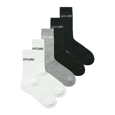 Afbeelding van Jack &amp; Jones Jacregen Tennis SOCK 5 PACK Sokken, Heren, Maat: One Size, Light grey melange/white/black