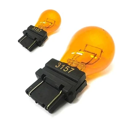 Afbeelding van 2 stuks 12V autolampen, dimlicht, grootlicht, mistlampen enz. (3157 Amber T25 PY27/7W 27/7W W2.5x16q)