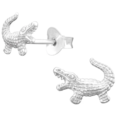 Afbeelding van JoyS Zilveren krokodil oorbellen 9 x 7 mm sterling zilver 925 kinderoorbellen