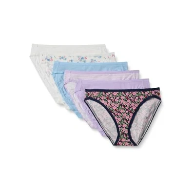 Afbeelding van Amazon Essentials Women&#039;s Katoenen hoge onderbroek met pijpen (verkrijgbaar in grote maten), Pack of 6, Deftig bloemenpatroon/Mini streep/Wilde bloemen, 48