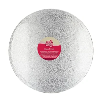 Afbeelding van FunCakes Cake Drum Rond Zilver Ø35,5 cm / 12 mm Taartonderlegger Taartkarton