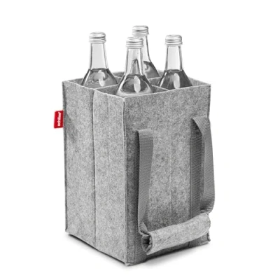 Afbeelding van achilles Flessentas met 4 vakken, ook voor 1,5 liter flessen, van vilt, 100% gerecycled, 18 cm x 27 (grijs)