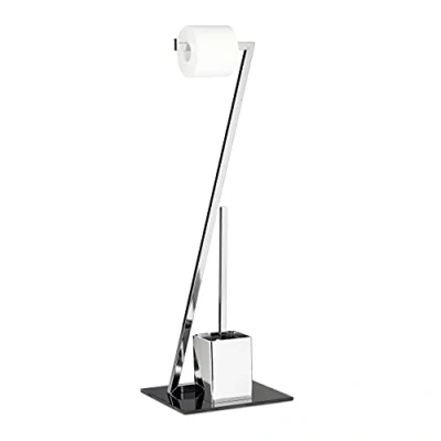 Afbeelding van Relaxdays toiletaccessoires set glas wc rol houder toiletborstelhouder borstel