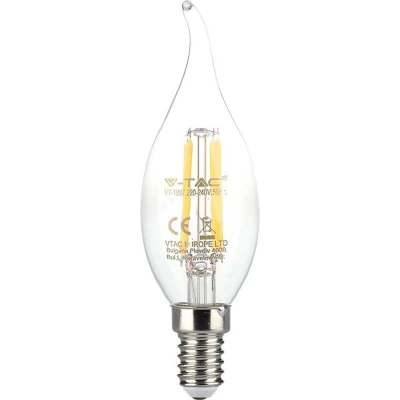 Afbeelding van V TAC VT 1997 N LED Lampen Kaars E14 IP20 Helder 4 Watt 400 Lumen 3000K 2 Jaar