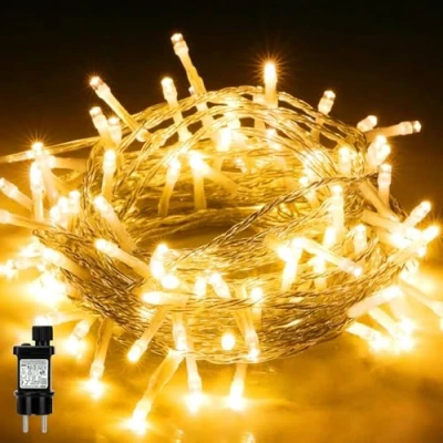 Afbeelding van LEDYA Led lichtsnoer voor buiten, 10 m, 100 leds, stroom met 8 lichtmodi, IP44 waterdicht, kerstverlichting binnen, balkon, tuin, terras, bruiloft, feest, dennenboom decoratie, warm wit