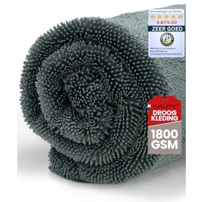 Afbeelding van Ivality® Auto droogdoek XXL 80x50 cm Ultra absorberende 1800 GSM motorfiets gedraaide microvezeldoek pluisvrije &amp; lakbeschermende