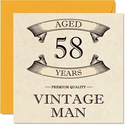 Afbeelding van Vintage 58e verjaardagskaarten voor mannen leeftijd 58 jaar leuke verjaardagskaart collega vader echtgenoot vriend oom broer vriend, 145 mm x wenskaarten,