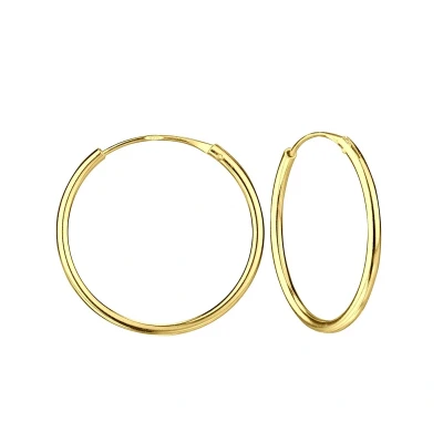Afbeelding van Zilveren oorbellen Oorringen Gold plated oorringen, plain, 20 mm