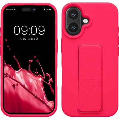 Afbeelding van kwmobile back cover voor smartphone Compatibel met Apple iPhone 16 1x beschermhoesje van kunststof In neon roze