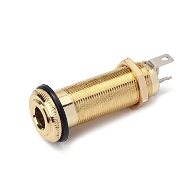 Afbeelding van Alnicov Stereo Koperen Gitaar Bass Barrel Jack Cilinder Input/Output Jacks 4 Pins Goud
