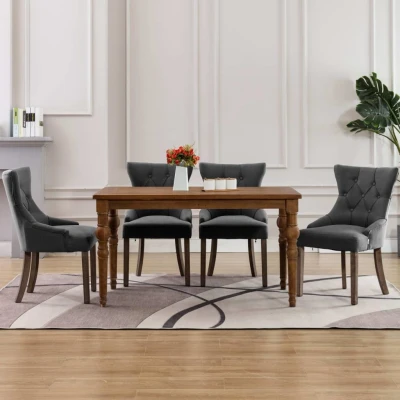 Afbeelding van Eetkamerstoelen 4 st stof grijs