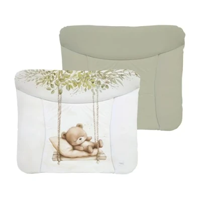 Afbeelding van Ceba Baby® Zacht aankleedkussen 50 x 70 cm, baby aankleedkussen, voor jongens en meisjes, waterdicht, afwasbaar, Oeko Tex® standaard 100, made in EU, teddybeer op de schommel