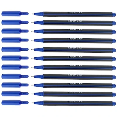 Afbeelding van D.RECT Finelinerset 12 Stuks Viltstift Geschikt voor Dagelijks Gebruik Fijne Lijnstift Superfijn, Lijndikte ca. 0,4 mm Blauw