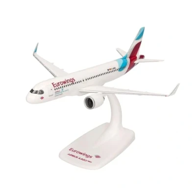 Afbeelding van Herpa vlieguig model Eurowings Airbus A320neo D AENA schaal 1:200 Snap Fit, voor verzamelaars, miniatuur deco, plastic vliegtuig met onderstel