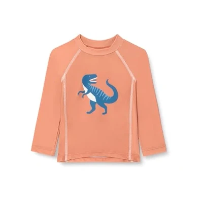 Afbeelding van Playshoes Unisex kinderen UV bescherming zwemshirt badkleding, dino oker lange mouw, 122/128 cm