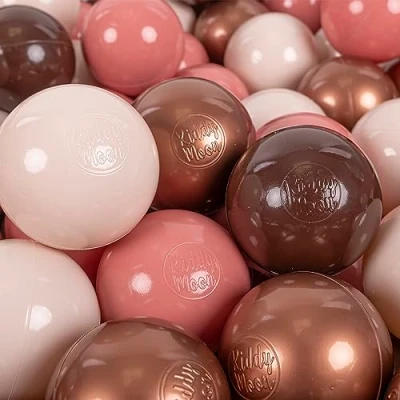 Afbeelding van KiddyMoon 100 Ballen ∅ 7Cm Kinderballen Speelballen Voor Ballenbad Baby Plastic Made In Eu, Bruin Koper Pastel Beige Zalm Roze