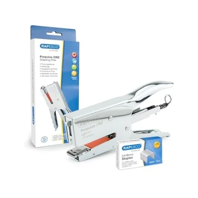 Afbeelding van Rapesco 1794 Porpoise ONE Bypass Niettang met 1000 x 24/8 mm Nietjes, Gebruikt Nietjes Eén Maat voor 2 45 Vel, Chroom