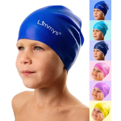 Afbeelding van Limmys Kids Badmuts 100% Silicone Cap Zwemmuts voor Jongens en Meisjes Premium Kwaliteit, Rekbare Comfortabele Kinderen Verkrijgbaar in Allerlei Mooie Kleuren (Blauw)