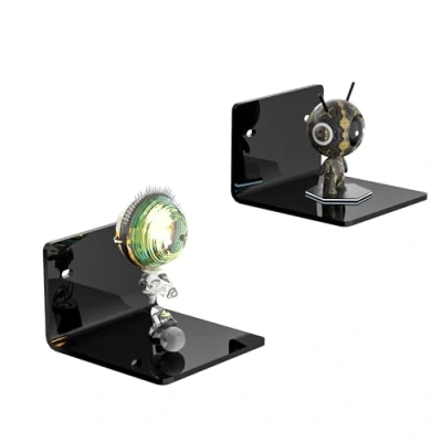 Afbeelding van Sezanrpt Set van 2 zwarte kleine wandplanken, 10 cm, acrylwand, organizer, rek, display planken voor slaapkamer, speelkamer, woonkamer, badkamer, kantoor, verpakking stuks