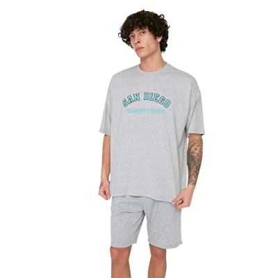 Afbeelding van Trendyol TMNSS21TS1223 Volwassenen Mannen T shirt Single pack Grau XL