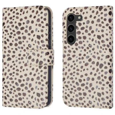Afbeelding van Samsung Galaxy S23 Hoesje Kunstleder iMoshion Bookcase Black And White Dots Telefoonhoesje