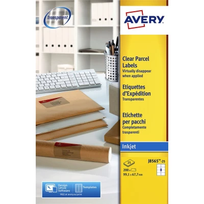 Afbeelding van Adresetiket Avery 99 1x67 7mm transparant 25 vel 8 etiketten per